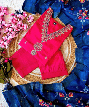 Elegant Heavy Embroidered Viscose Chanderi Kurti Set with Jacquard Dupatta – 3 Piece Stitched Suit (7)