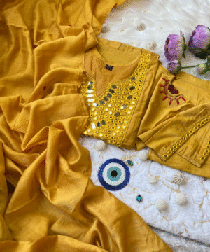 Elegant Mirror Work Embroidered Kurti Set with Dupatta – NF3833 (3)