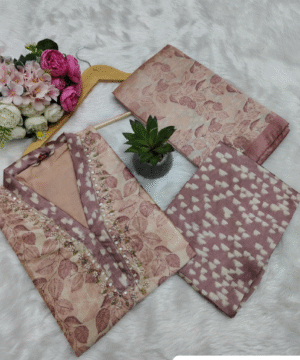 Exclusive Handwork Kurti Pant Dupatta Set in Jarna Silk – Printed Dupatta (11)