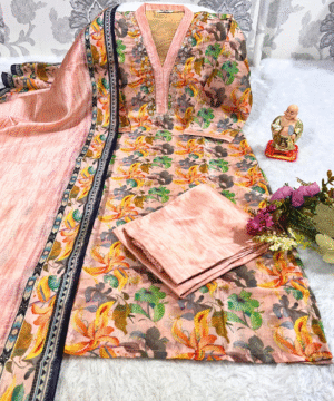 Exclusive Handwork Kurti Pant Dupatta Set in Jarna Silk – Printed Dupatta (13)