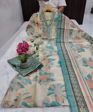 Exclusive Handwork Kurti Pant Dupatta Set in Jarna Silk – Printed Dupatta (23)