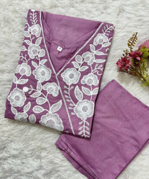 Heavy Rayon Lucknowi Chikankari Kurti with Plazzo Set – Premium 14kg Fabric (3)