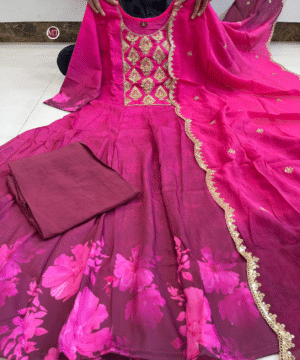 Mahek Embroidered Chanderi Sharara Set with Organza Dupatta – M to XXL (11)