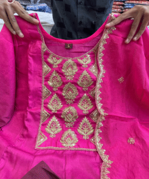 Mahek Embroidered Chanderi Sharara Set with Organza Dupatta – M to XXL (12)