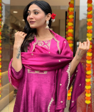Mahek Embroidered Chanderi Sharara Set with Organza Dupatta – M to XXL (6)