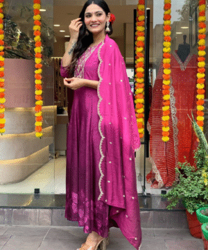 Mahek Embroidered Chanderi Sharara Set with Organza Dupatta – M to XXL (7)