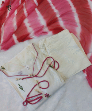 Premium Roman Silk Embroidered Anarkali Suit Set with Nazmin Dupatta & Adjustable Sleeves (6)