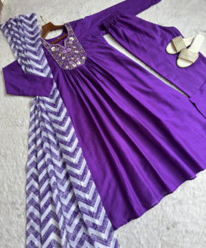 Pure Viscose Muslin Silk Gown Pant Dupatta Set – Party Wear _ NF2810 (10)