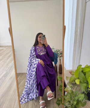 Pure Viscose Muslin Silk Gown Pant Dupatta Set – Party Wear _ NF2810 (5)