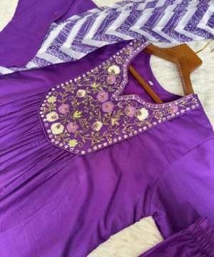 Pure Viscose Muslin Silk Gown Pant Dupatta Set – Party Wear _ NF2810 (8)