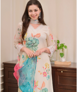 Reshmi Organza Dupatta Pant Set with Handwork (1)