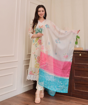 Reshmi Organza Dupatta Pant Set with Handwork (4)