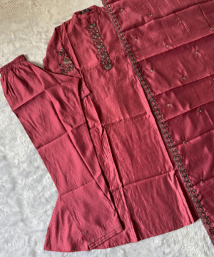 Designer Roman Silk A-Line Anarkali with Heavy Embroidery & Dupatta – NF3490 (1)