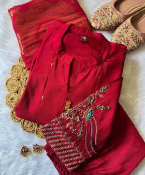 Designer Roman Silk Anarkali Pant Set with Banarasi Dupatta – NF3150 (4)