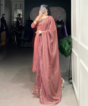 Elegant Viscose Tissue Kurta Set with Beads Handwork & Organza Dupatta – NF5920 (4)