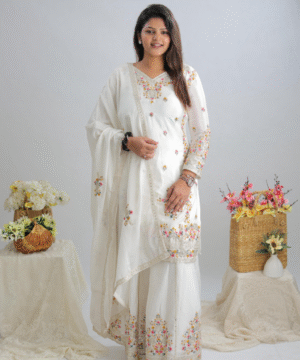 Embroidered Pure Chinon Silk Sharara Set with Dupatta – NF3806 (4)