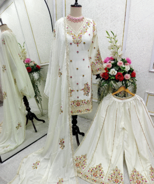 Embroidered Pure Chinon Silk Sharara Set with Dupatta – NF3806 (6)