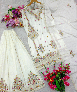 Embroidered Pure Chinon Silk Sharara Set with Dupatta – NF3806 (9)