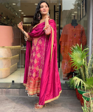 Pakistani Reshmi Pink Suit Set in Diamond Silk with Schiffli & Handwork – 4-Piece Festive Set _ NF5943 (11)