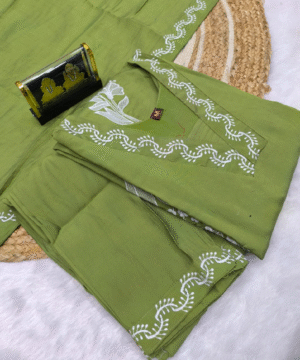 Trending Roman Silk Kurti Pant Set with Dupatta & White Embroidery – NF3105 (15)