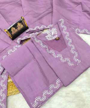 Trending Roman Silk Kurti Pant Set with Dupatta & White Embroidery – NF3105 (2)