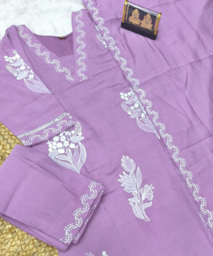 Trending Roman Silk Kurti Pant Set with Dupatta & White Embroidery – NF3105 (3)
