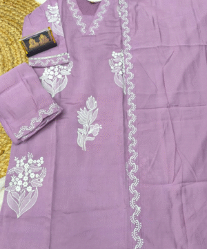 Trending Roman Silk Kurti Pant Set with Dupatta & White Embroidery – NF3105 (7)