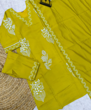 Trending Roman Silk Kurti Pant Set with Dupatta & White Embroidery – NF3105 (8)